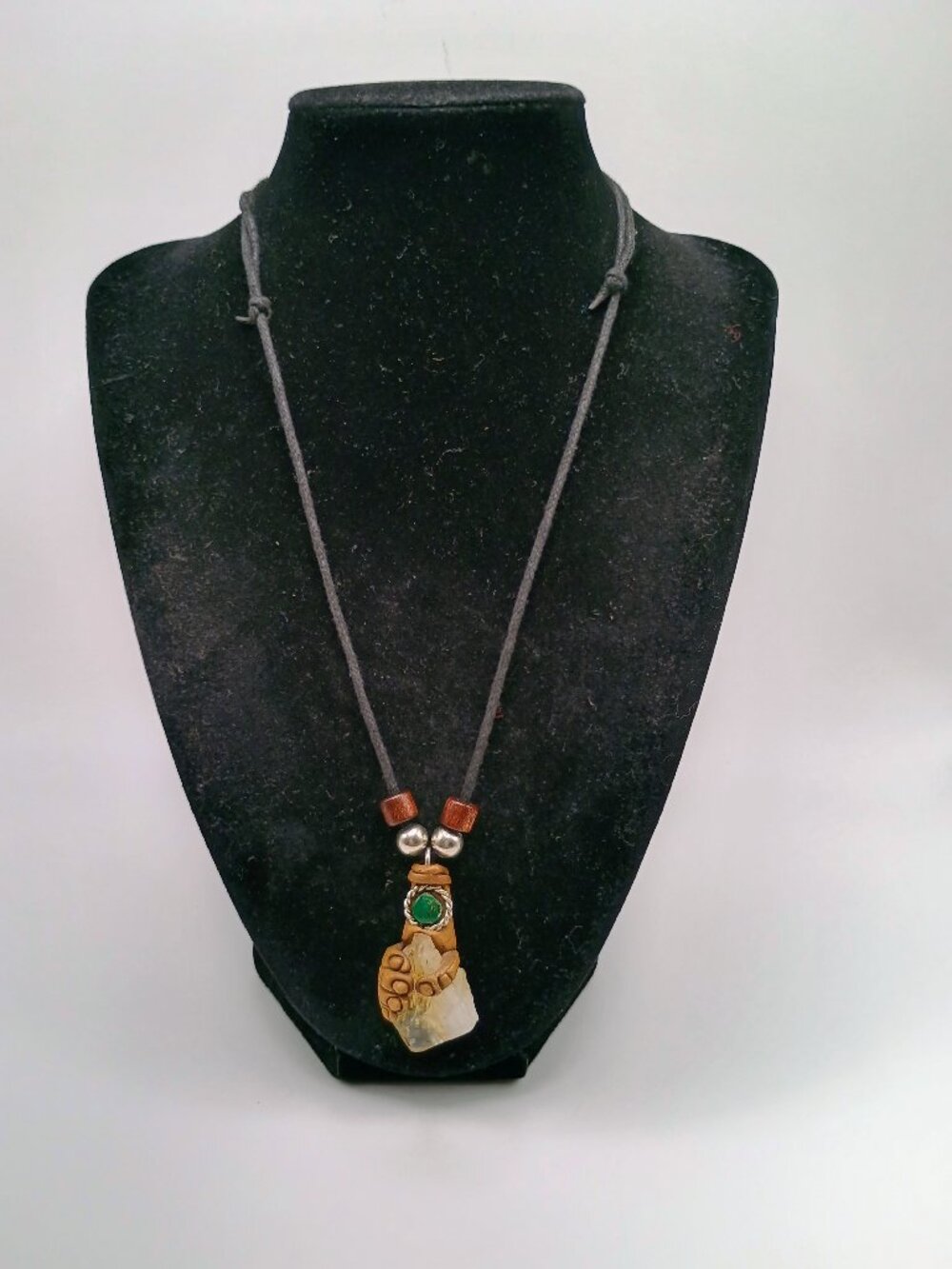 Shamanic Necklace Hand Protection Natural Citrine Amulet